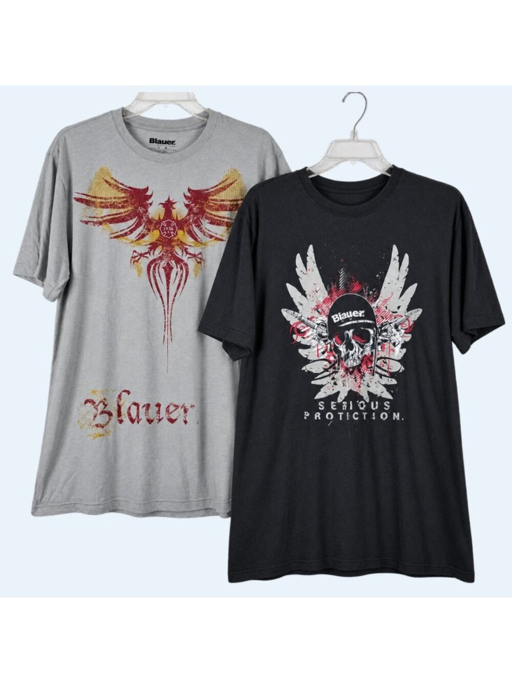 Blauer lot of 2 Tshirts one black and one gray size Large